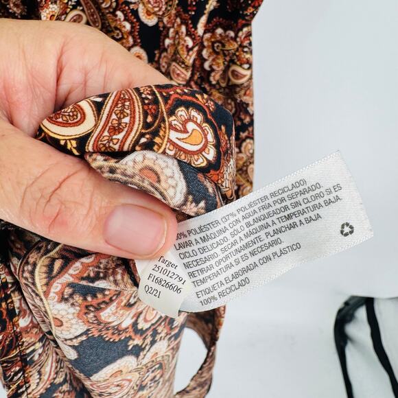 Nili Lotan x Target Brown Paisley Slip Midi Dress Women’s Size Large - Picture 8 of 11